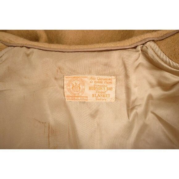 Vintage 1930s Hudson Bay Point Blanket Coat Womens Wool Tan Brown Sz L XL RARE - Picture 5 of 5